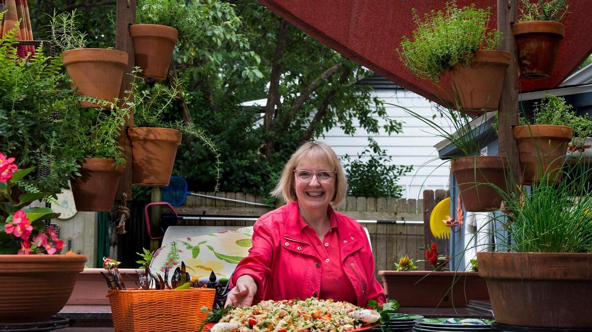Elizabeth Benson of Prairie Village shares her recipes for a refreshing summer salad in which she uses many home grown herbs which she grows in pots in her backyard.