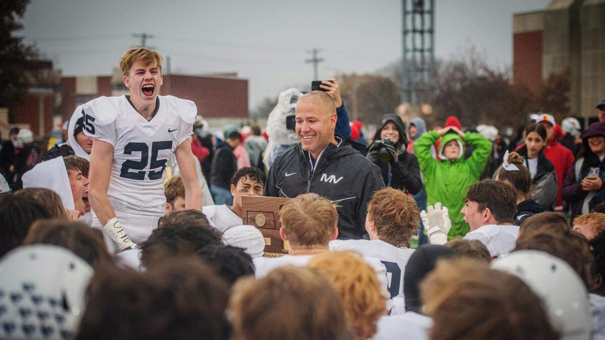 The Jaguars celebrate their fourth straight state championship on Saturday at Pitt State after beating Maize for the second year in a row in the Class 5A grand finale.