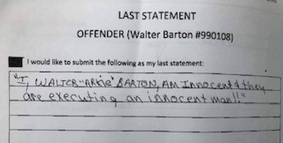 Walter Barton’s final statement. 