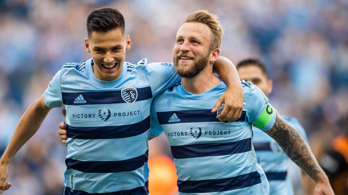 Sporting Kansas City forwards Daniel Salloi, left, and Johnny Russell should give the hosts plenty of punch in Sunday’s Decision Day showdown against RSL at Children’s Mercy Park.