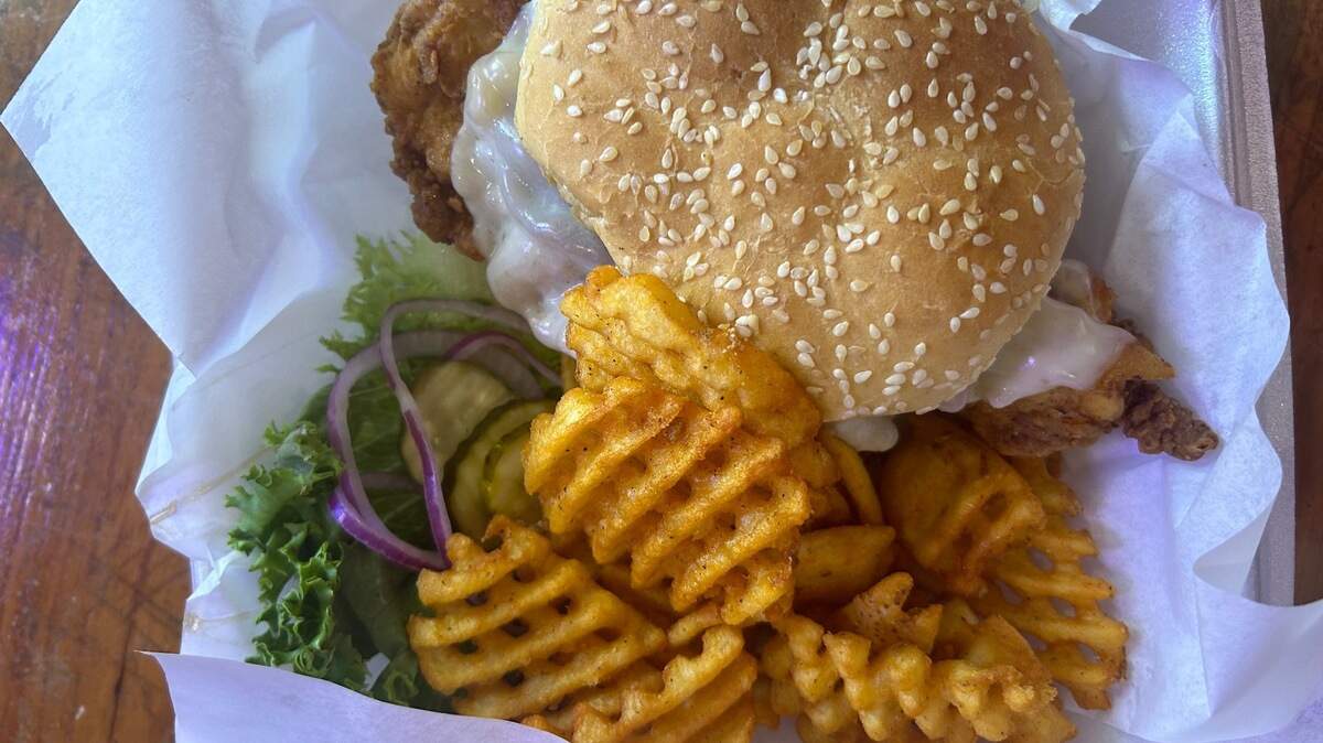 Becks Place’s specialty is a maple bourbon fried chicken sandwich with bacon and provolone cheese.