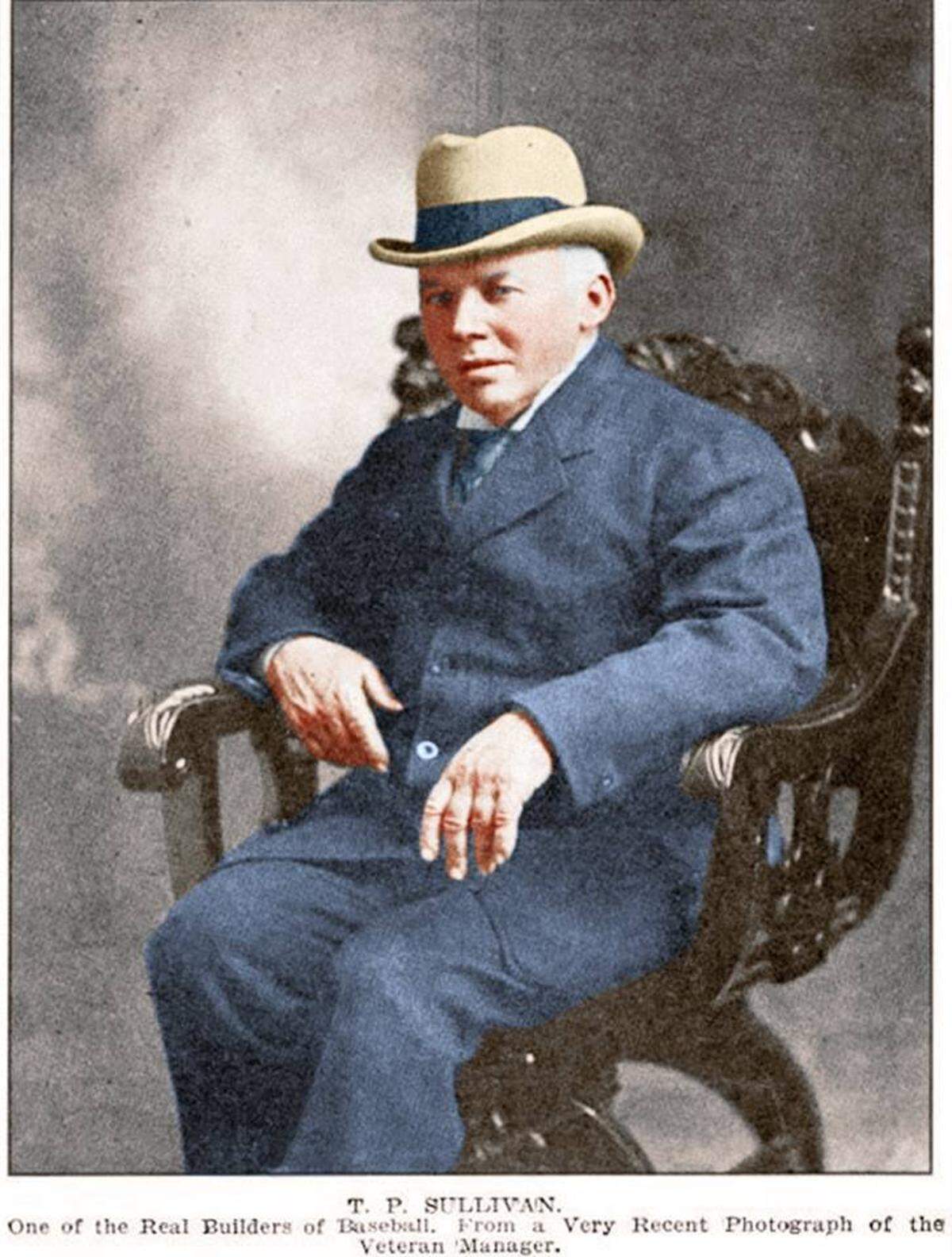 Ted Sullivan, identified as one of the “Builders of Baseball.” From the O’Neill/Coffman Collection. Colorized by Imbued with Hues.