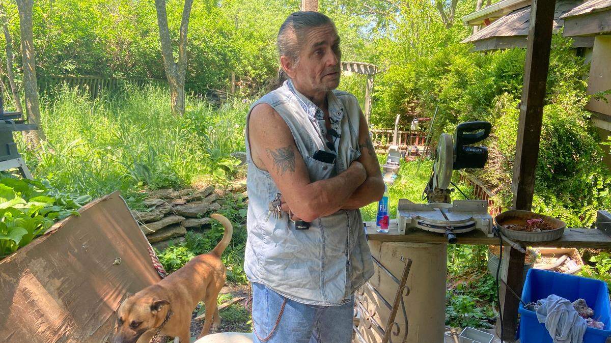 James Larson Sr. outside his Lake Arrowhead home.