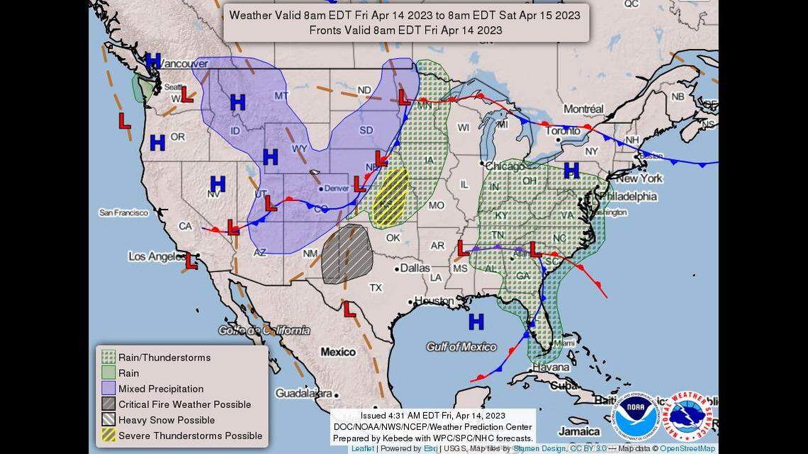 A stormy weekend is looming for the Kansas City area that could see rounds of strong to severe thunderstorms that produce large hail and damaging winds, according to the National Weather Service.