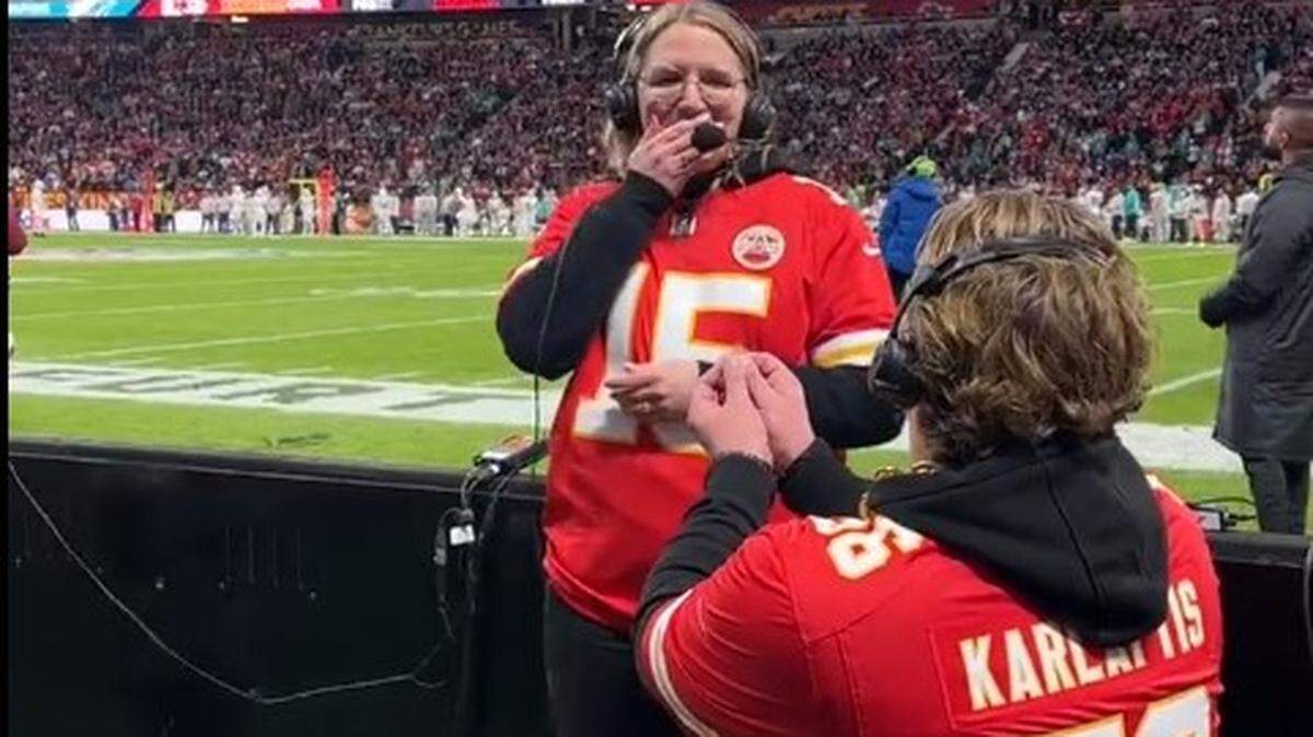 These Chiefs fans got engaged at Sunday’s game in Frankfurt, Germany.
