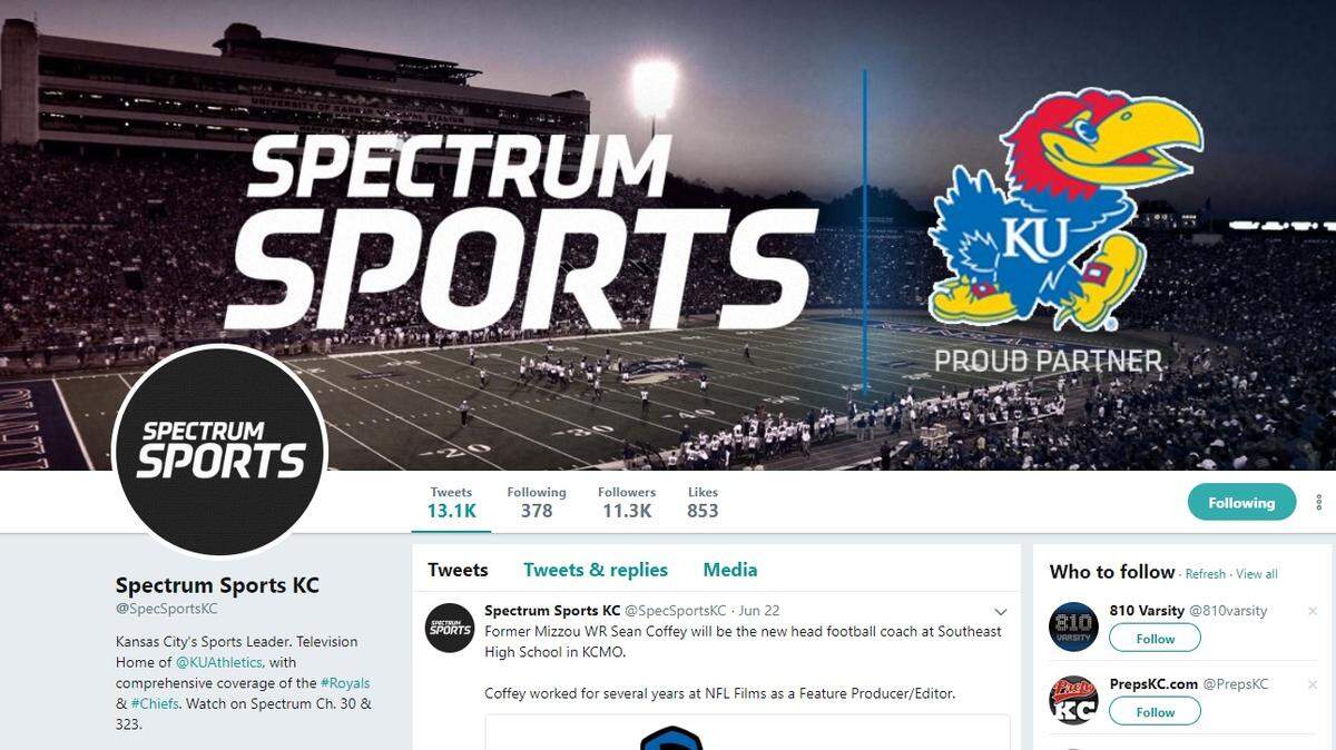 Spectrum Sports KC's Twitter page