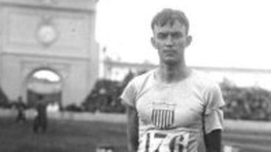 Brutus Hamilton poses during his competitive trip to Antwerp.