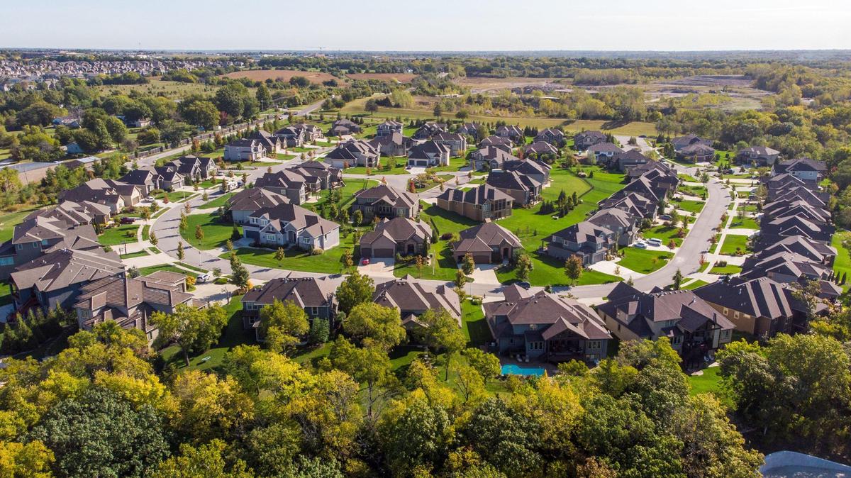 A subdivision of single family houses near 159th Street and Switzer Road in Overland Park.