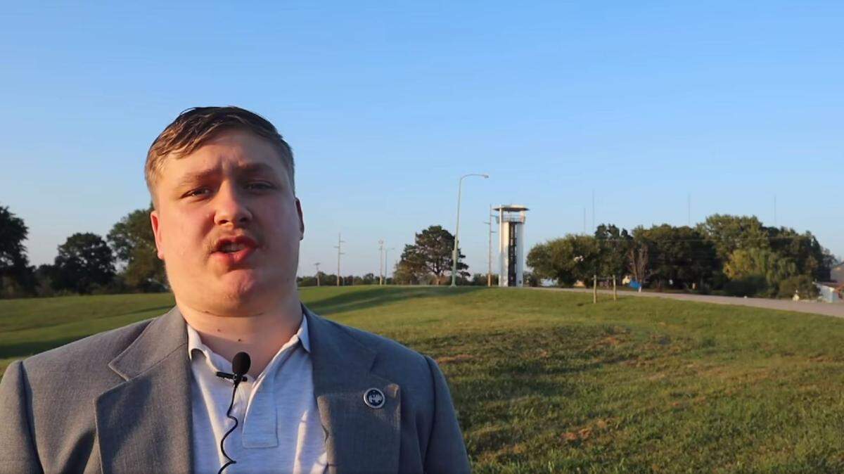 Aaron Coleman, who is running for a seat on the Turner USD 202 Board of Education, speaks during a campaign video.