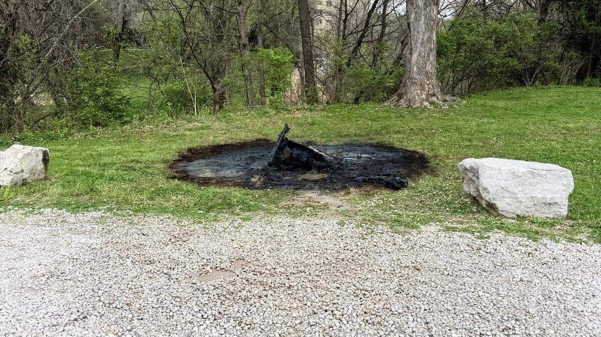 The Excelsior Springs Fire Department was called to the Regent Park skate park just before 5:30 p.m. on April 9, 2026, after receiving a report that a portable toilet was on fire.