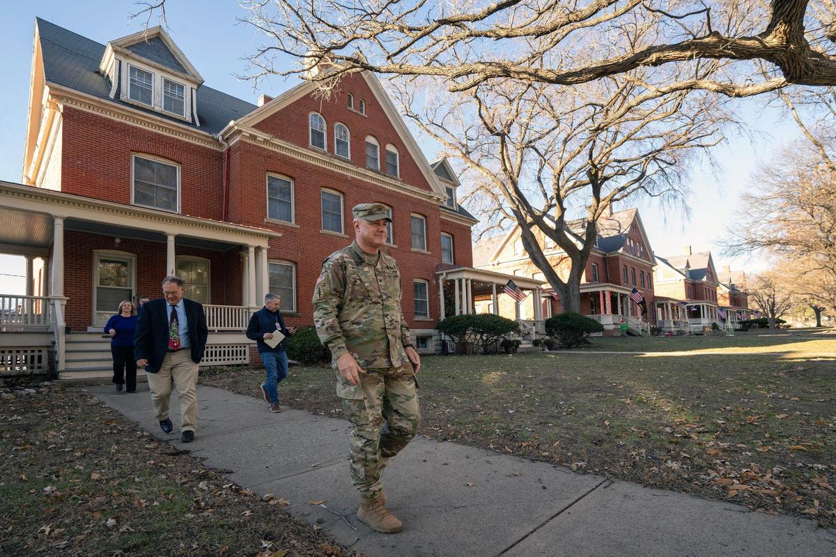 Col. Duane Mosier, Fort Leavenworth garrison commander, outside 613 Grant Ave., a 4,300-square foot home built in 1901 and slated to undergo major renovations as a part of an $89.7 million plan to redo 171 pre-1919 homes on the post.
