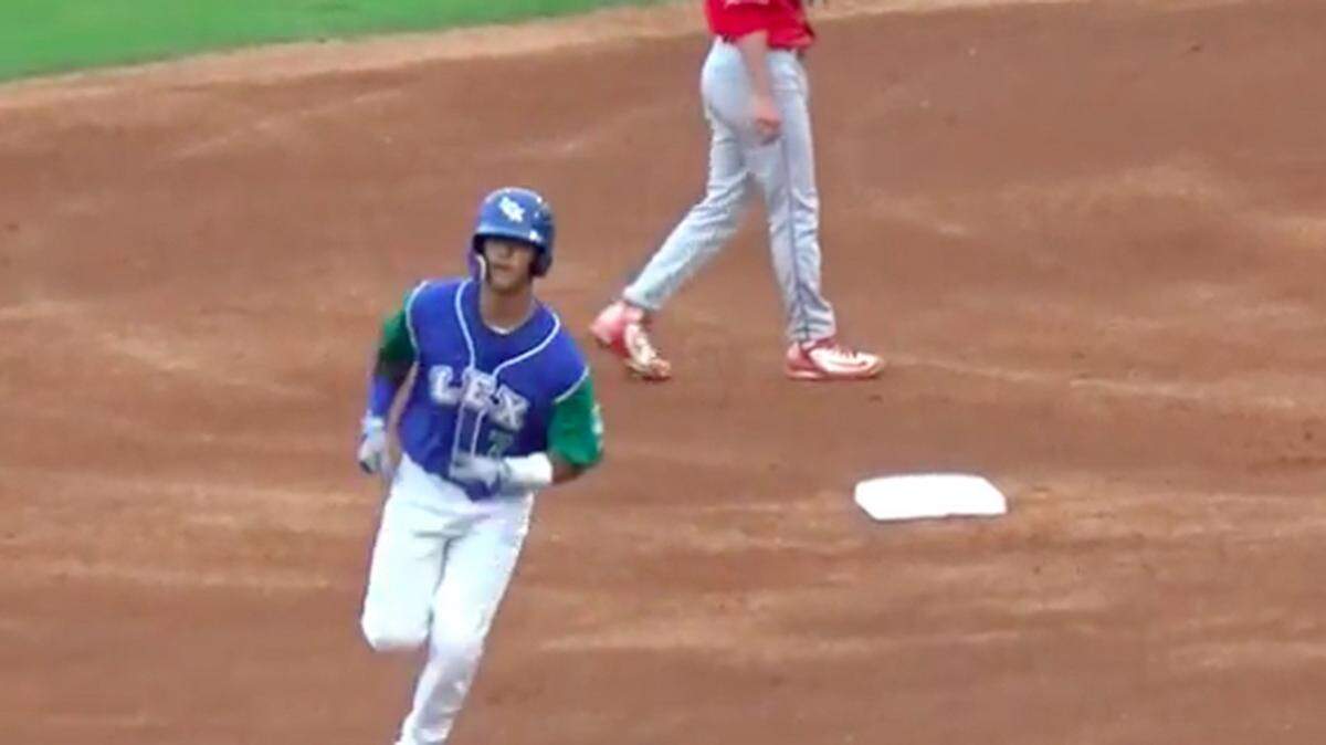 MJ Melendez rounds the bases after his solo homer.