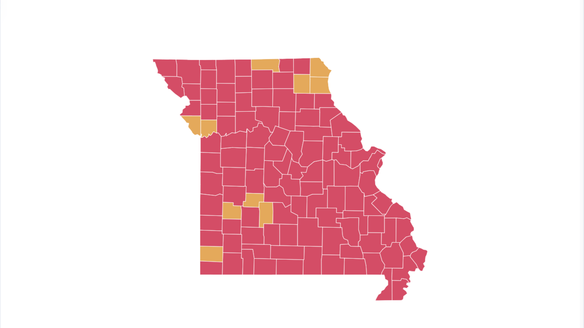 All but 10 Missouri counties are at a COVID-19 “tipping point” ahead of Christmas, data from Harvard University show.
