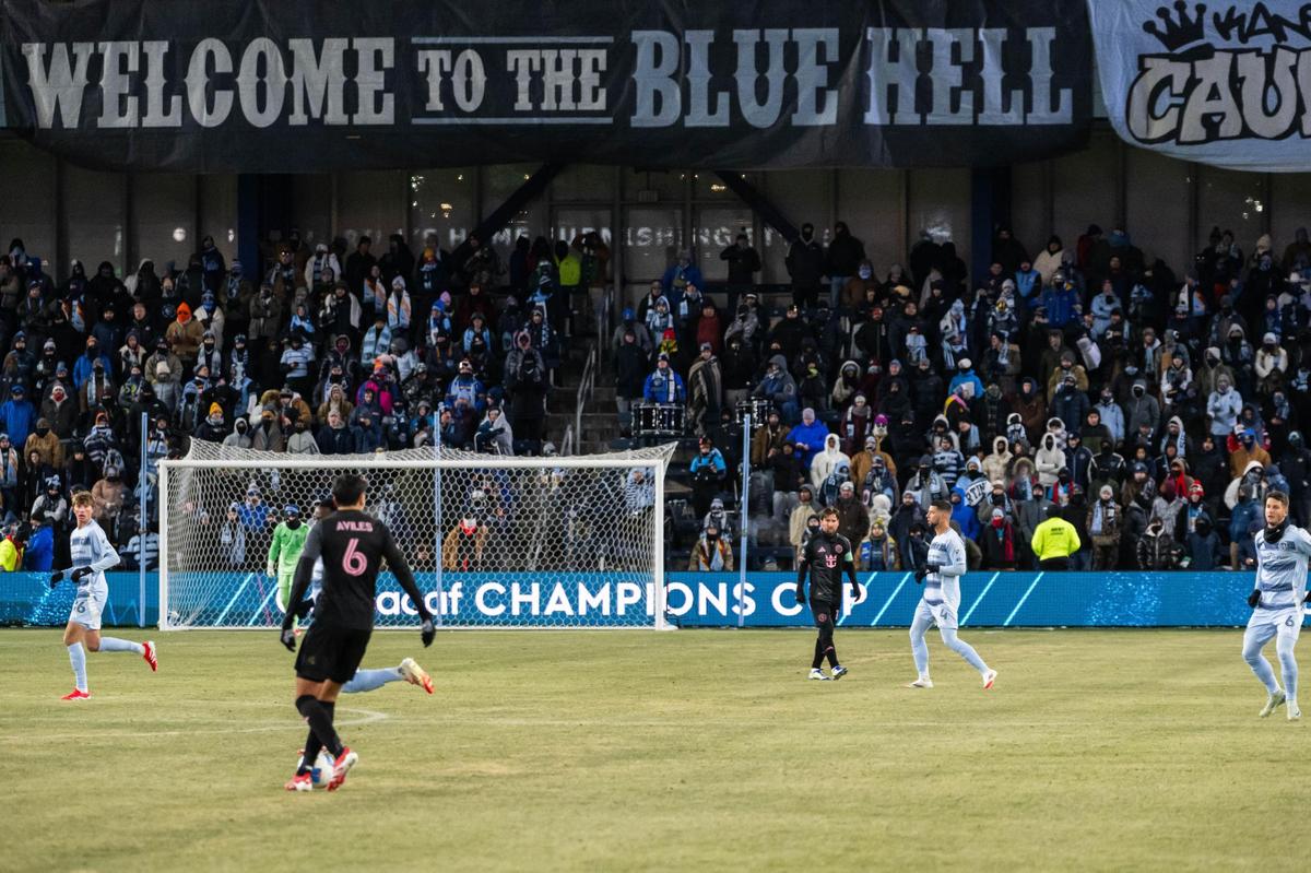 Sporting KC’s cheering section nicknamed the Cauldron watch the second half of the Concacaf Champions Cup match of Sporting KC vs. Inter Miami CF on Wednesday, Feb. 19, 2025, at Sporting Park. Sporting KC lost to Miami 0-1.