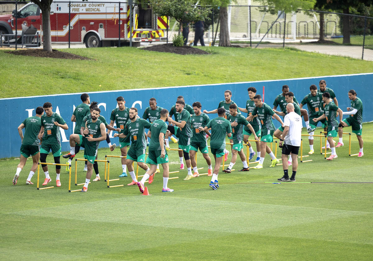 The Algerian national team kicks off practice at Rock Chalk Park in Lawrence on Monday, June 8.