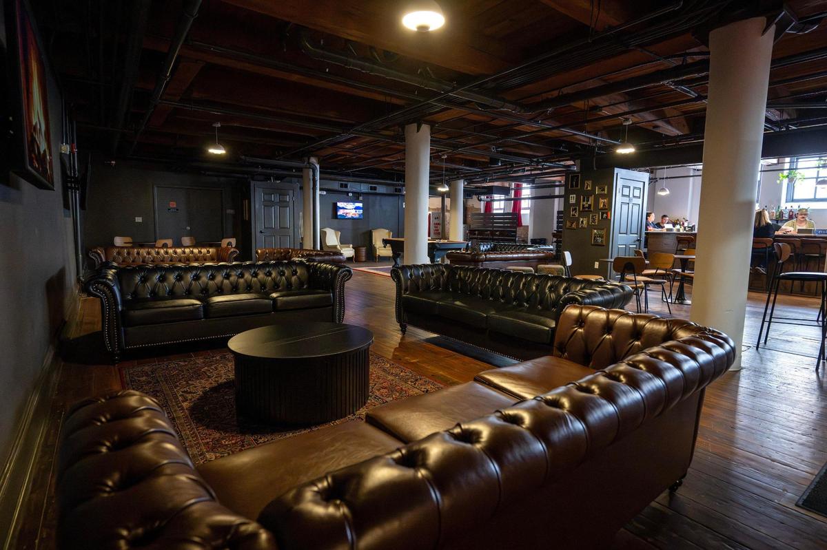 Seating areas and lounge sofas are seen inside Something Good on July 16 in Kansas City.