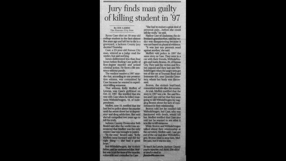 The Kansas City Star wrote about Byron Case’s conviction in the May 3, 2002, edition of the newspaper.