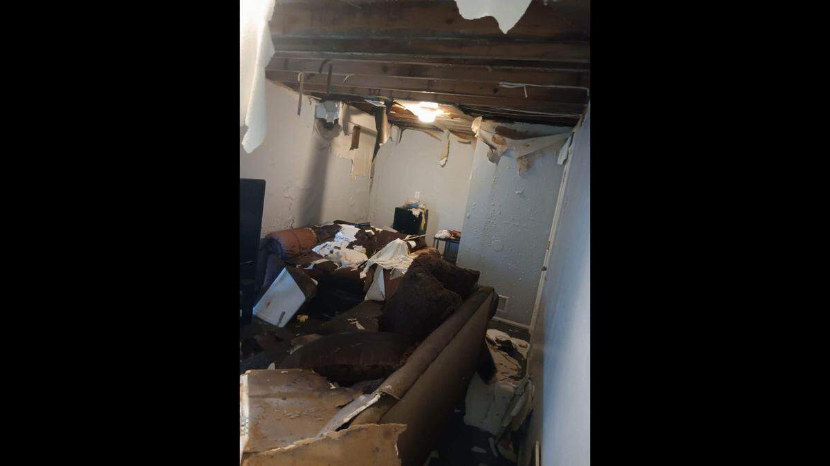 The ceiling collapsed in the former apartment of Roosevelt Price and Michele Williams. The couple and their three children were moved to a different unit at Stonegate Meadows Apartments.