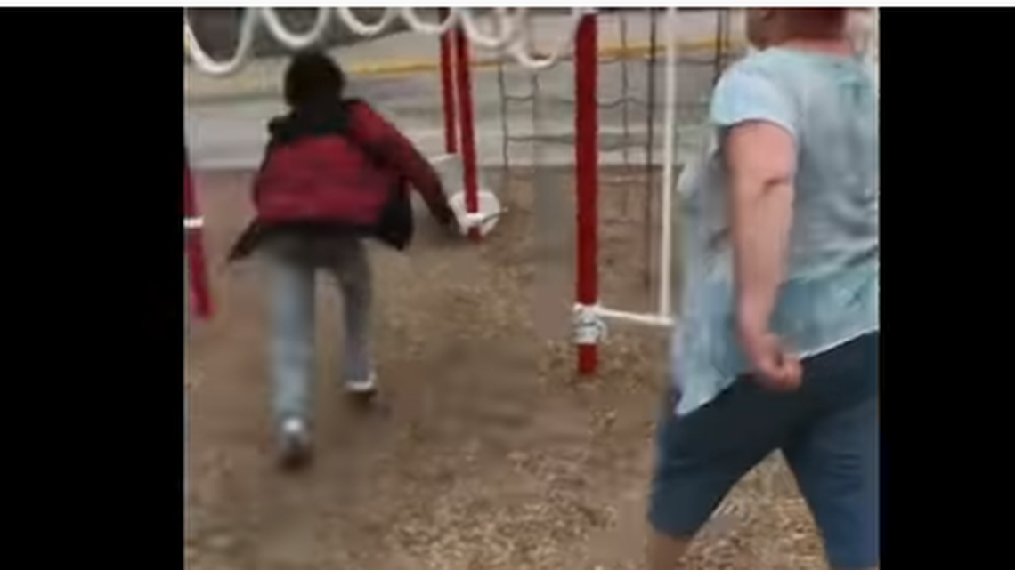 A Fort Wayne, Indiana woman is accused of threatening a teen boy with a knife, at an elementary school playground.