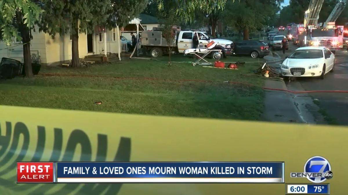 A screenshot of a Denver7 video shows the neighborhood where a 32-year-old woman was found in a flooded basement in Englewood, Colorado. The woman, identified as Rachael Marie Haber, died in the hospital early Wednesday, July 25, 2018.