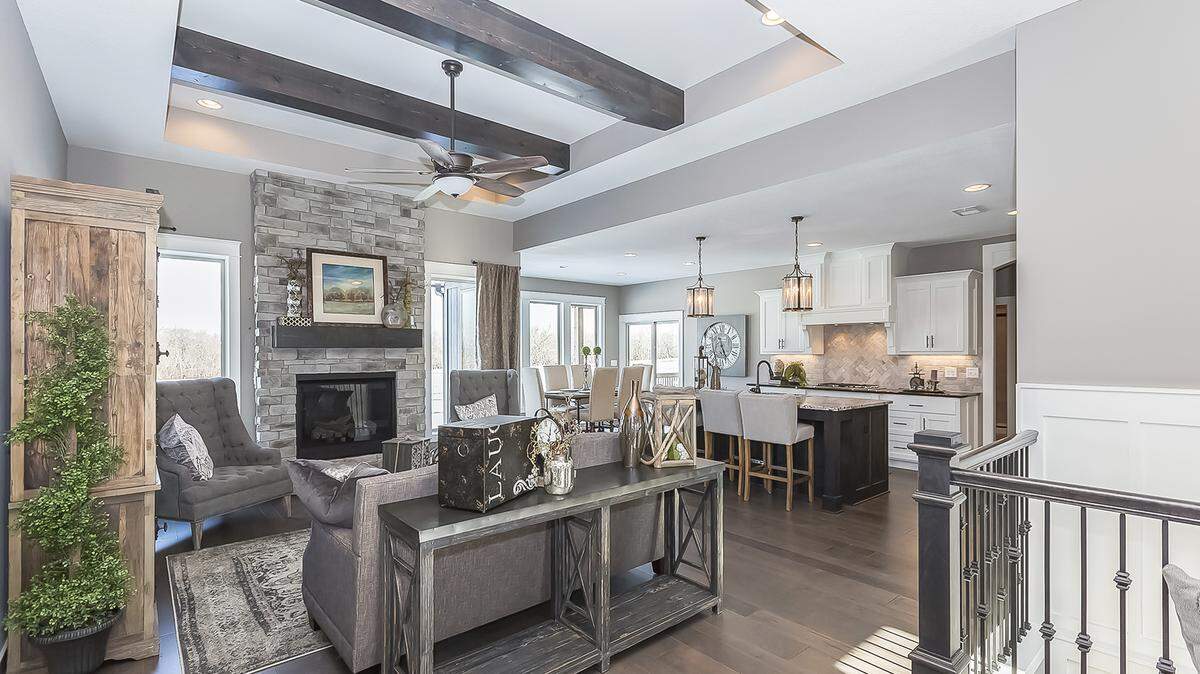 The Gunnison, a reverse plan, is by JFE Construction - one of five homebuilders to choose from in Eagle Creek. 