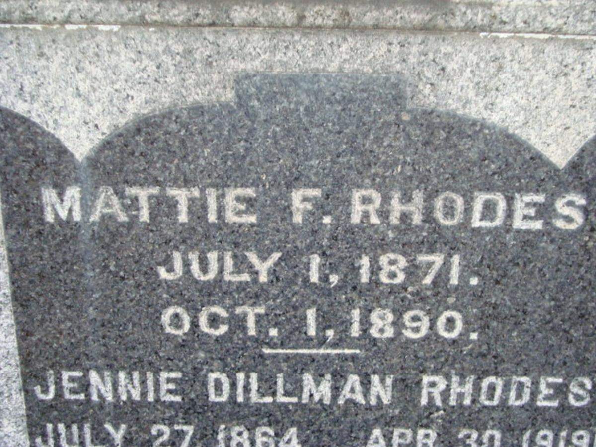 Mattie Rhodes’ marker at Elmwood Cemetery.