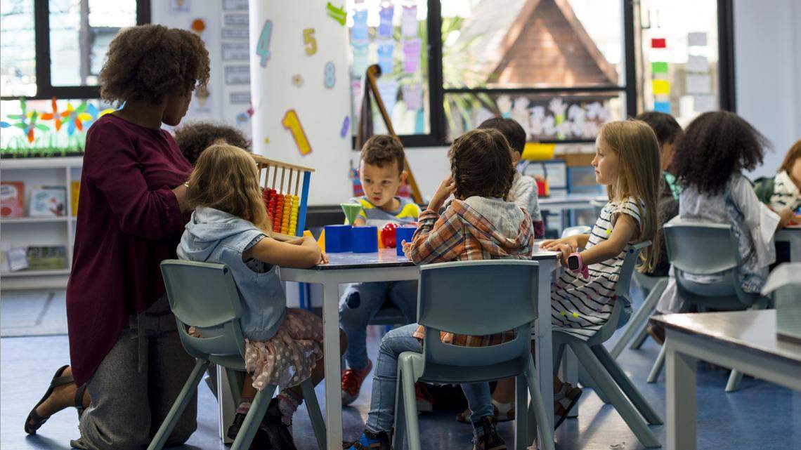 Happy kids at elementary school daycare day care