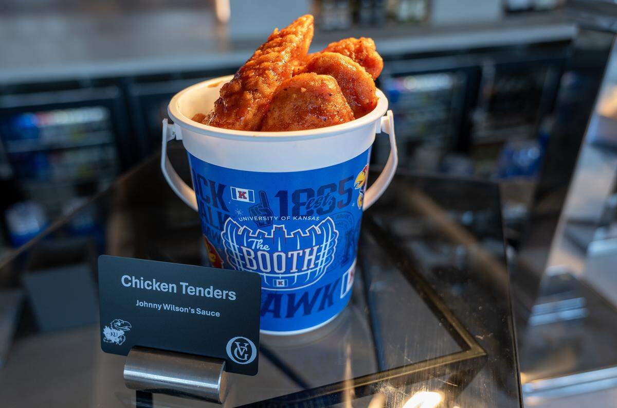 Chicken Tenders with Johnny Wilson's sauce available at the new David Booth Kansas Memorial Stadium on Tuesday, Aug. 19, 2025, in Lawrence.