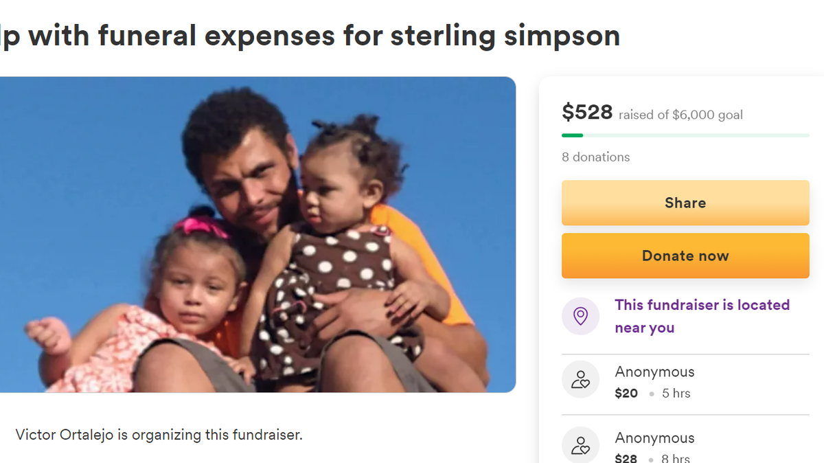 Sterling Simpson, 26, was found lying on the ground unresponsive on Sunday after police were called to a shooting on Kansas City’s East Side. He leaves behind two and three-year-old daughters.