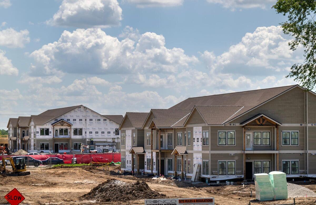 Construction was ongoing at Residences at Lexington, an apartment complex at 34040 West 90th St., in De Soto, Kansas, on Tuesday, May 12, 2025. Move-ins for the first phase of 136 units in six buildings are expected to start in July 2025.