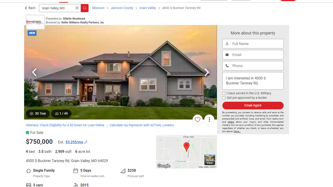 The Jackson County home where the buried remains of a 32-year-old woman were found in July is now listed for sale at $750,000.