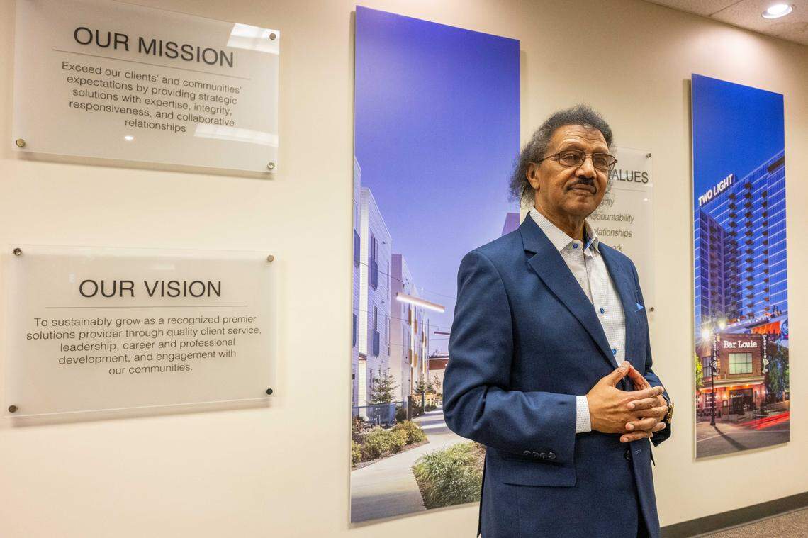 Hagos Andebrhan, CEO and co-owner, of Taliaferro & Browne, at their office in Kansas City, on Wednesday, February 11, 2026. Some of the engineering firm's landmark projects include the Power & Light District, Kauffman Performing Arts Center, and the ongoing 18th and Vine District initiative.