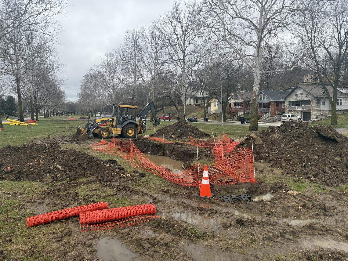 Steel pipes were being replaced with plastic pipes near 49th and The Paseo in Kansas City.