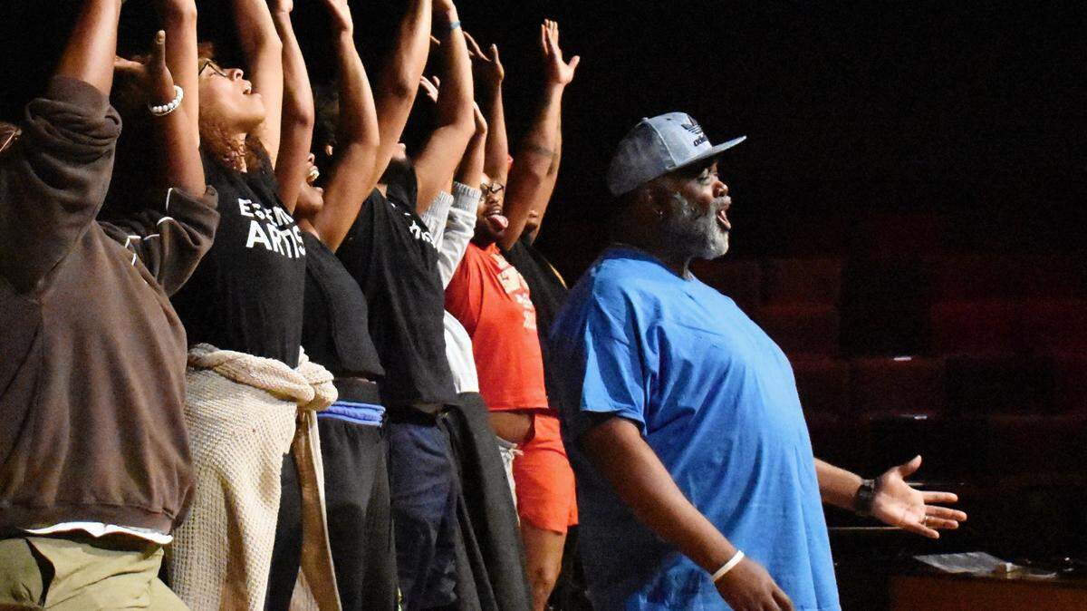 The cast of “Porgy and Bess,” led by Douglass Walker in the role of Sportin’ Life, rehearses for opening night June 6 at MTH Theater at Crown Center.
