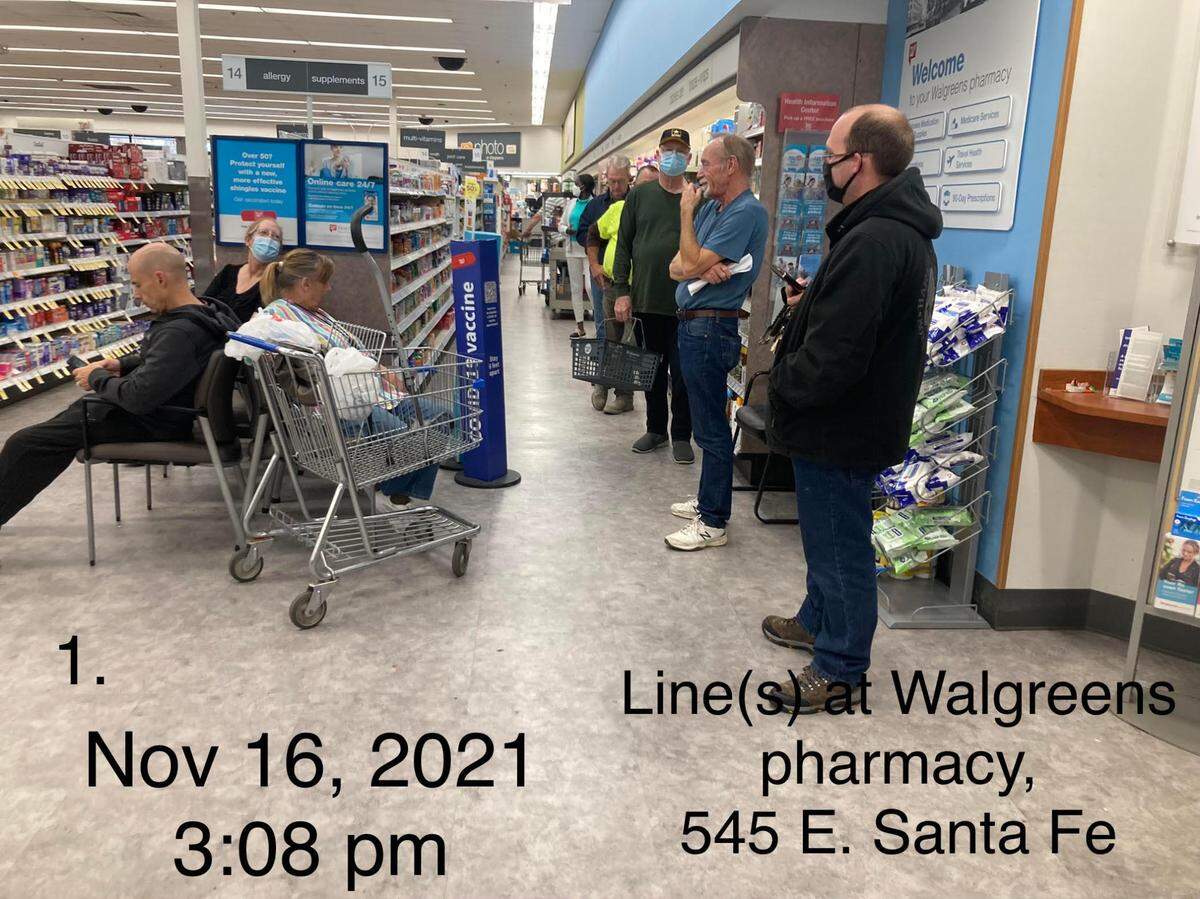 The lines were long at a Walgreens pharmacy in Olathe this week. Several pharmacies there have temporarily closed over the last few days because of staffing shortages.