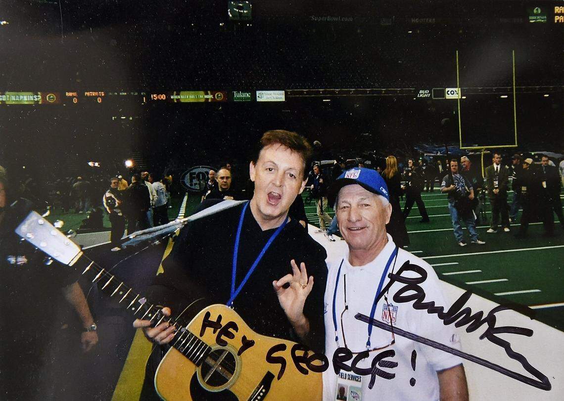 George Toma, the world famous groundskeeper who’s overseen the field for 52 Super Bowls, two Olympics and a World Cup, has met countless celebrities over the years, including Paul McCartney. Photo courtesy George Toma.
