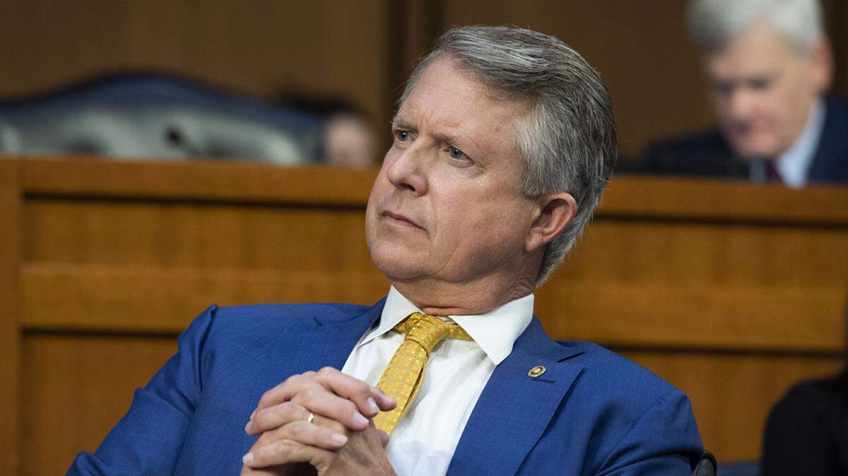 Sen. Roger Marshall, R-Kan., listens to witnesses during the Senate Health, Education, Labor, and Pensions hearing to examine stopping the spread of monkeypox, focusing on the Federal response, in Washington, Wednesday, Sept. 14, 2022. (AP Photo/Cliff Owen)