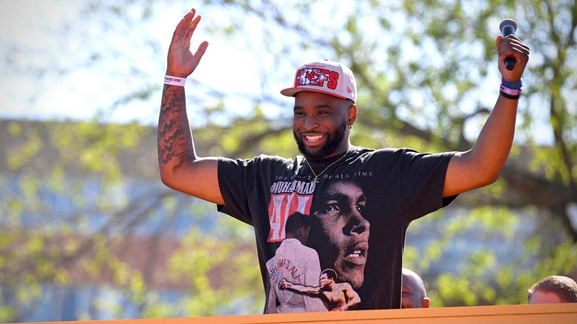 Felix Anudike-Uzomah, the Kansas City Chiefs’ first-round 2023 NFL Draft pick out of K-State, was out and about at the Union Station draft site Saturday.