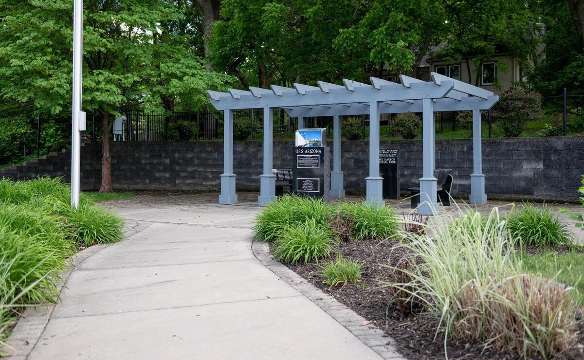 One of the most unique memorials in the Kansas City area is at Pearl Harbor Park at 5925 Maple St. in Mission where visitors can touch a piece of metal salvaged from the USS Arizona.