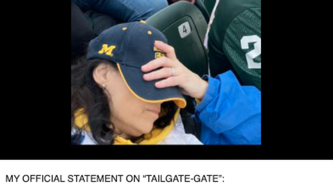 Michigan Attorney General Dana Nessel shared this photo after what she called “tailgate-gate” at the University of Michigan vs. Michigan State football game on Oct. 30.