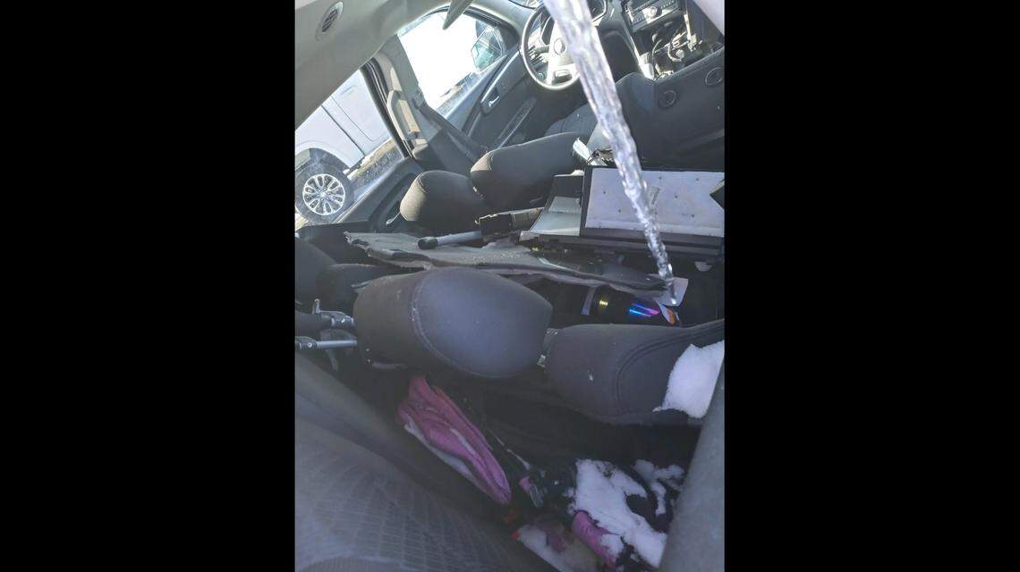 Photos show the vehicle 5-year-old Ariel Young was riding in that was damaged in a crash involving former Chiefs Coach Britt Reid.