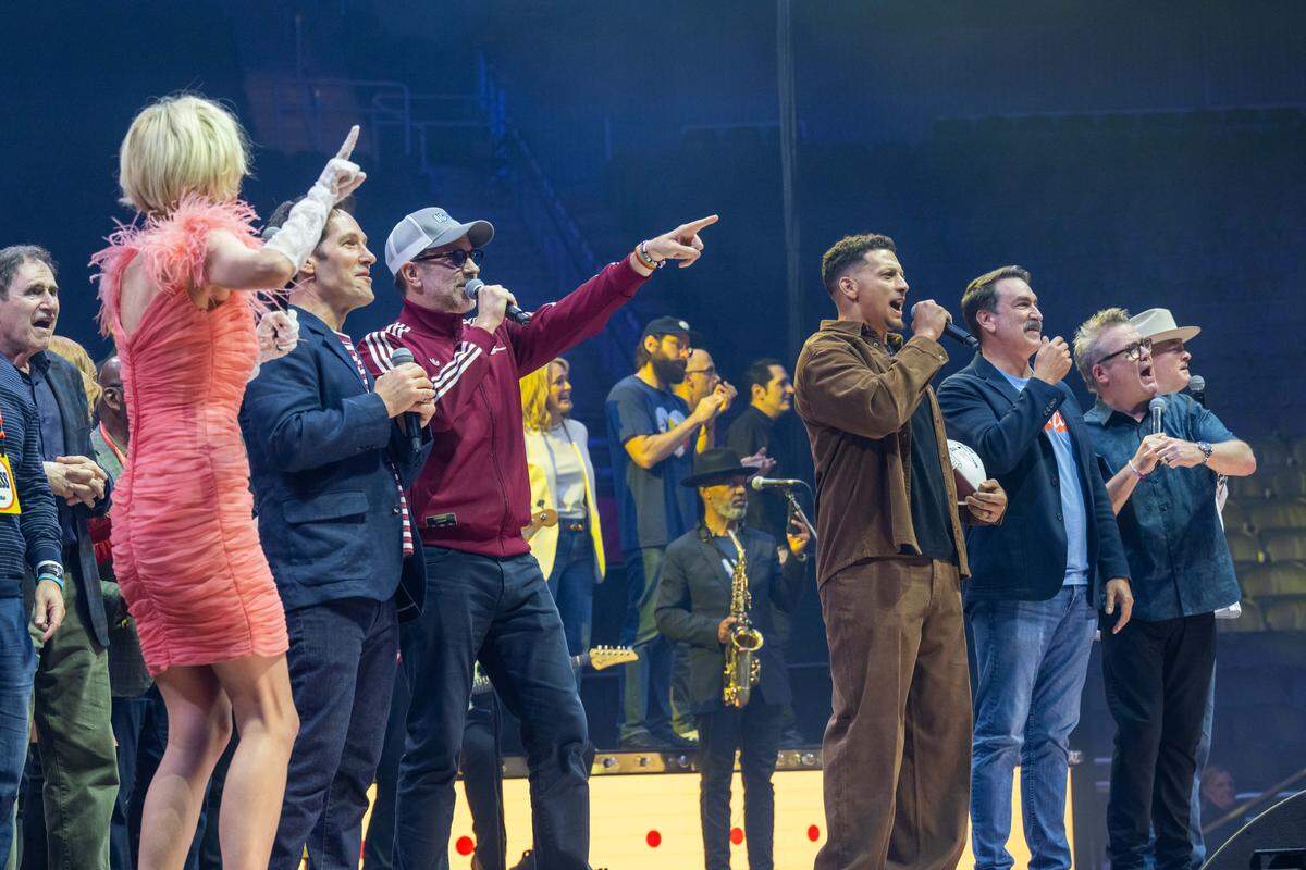The Big Slick hosts and Chiefs quarterback Patrick Mahomes at the Big Slick fundraiser on Saturday, May 30, 2026, at T-Mobile Center. The annual fundraiser put on by famous Kansas City celebrities raises money for Children’s Mercy Hospital.