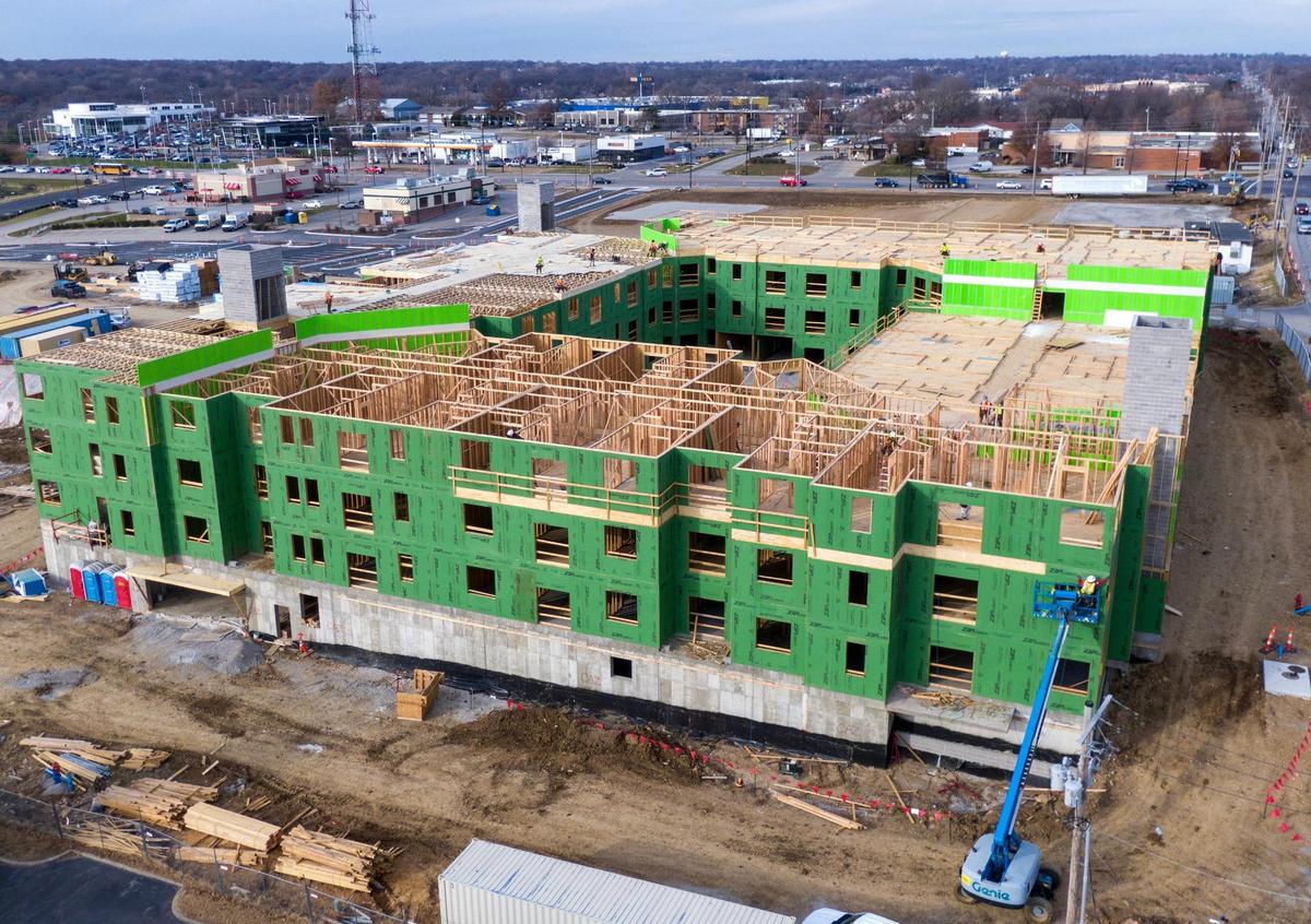 The Grand Station Lofts will feature 361 apartments between the two four-story buildings.