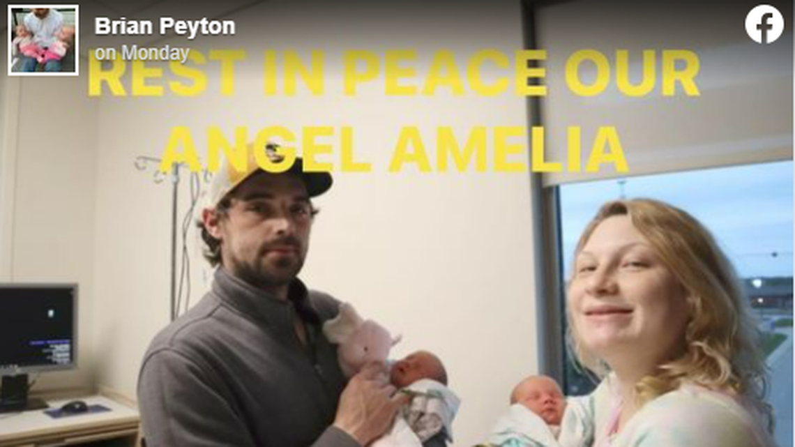 Amelia Peyton, of Iberia, died from COVID-19 at University Hospital in Columbia, her family said. Amelia’s 9-month-old twin, Claire, recovered after also testing positive.