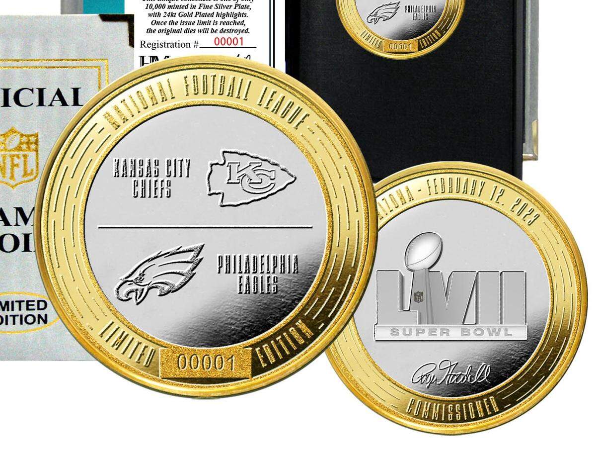 This coin was used at Super Bowl LVII, which the Chiefs won 38-35 over the Eagles.