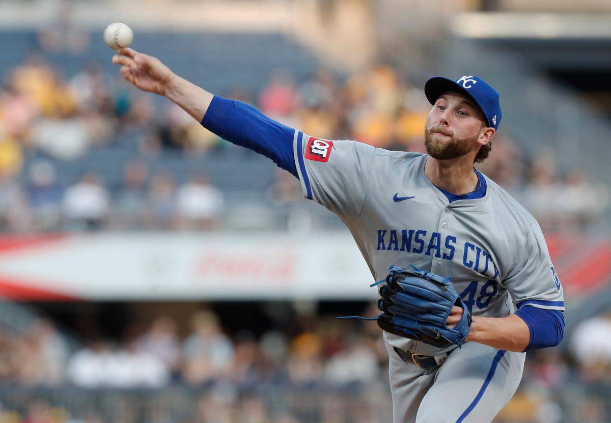 Kansas City Royals starting pitcher Alec Marsh delivers against the Pittsburgh Pirates during Friday’s game at PNC Park.
