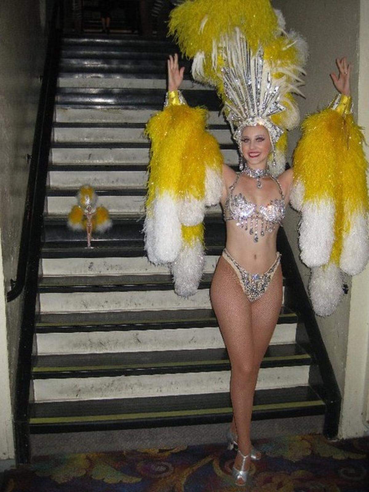Carrie Barton in one of her showgirl costumes.