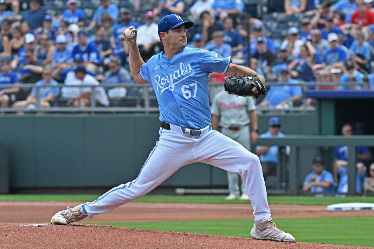 Kansas City’s Seth Lugo started and pitched 5 1/3 innings against the Philadelphia Phillies on Sunday at Kauffman Stadium.