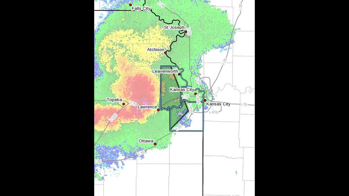 A thunderstorm warning has been issued for parts of the Kansas City area as severe weather approaches the metro, according to the National Weather Service.