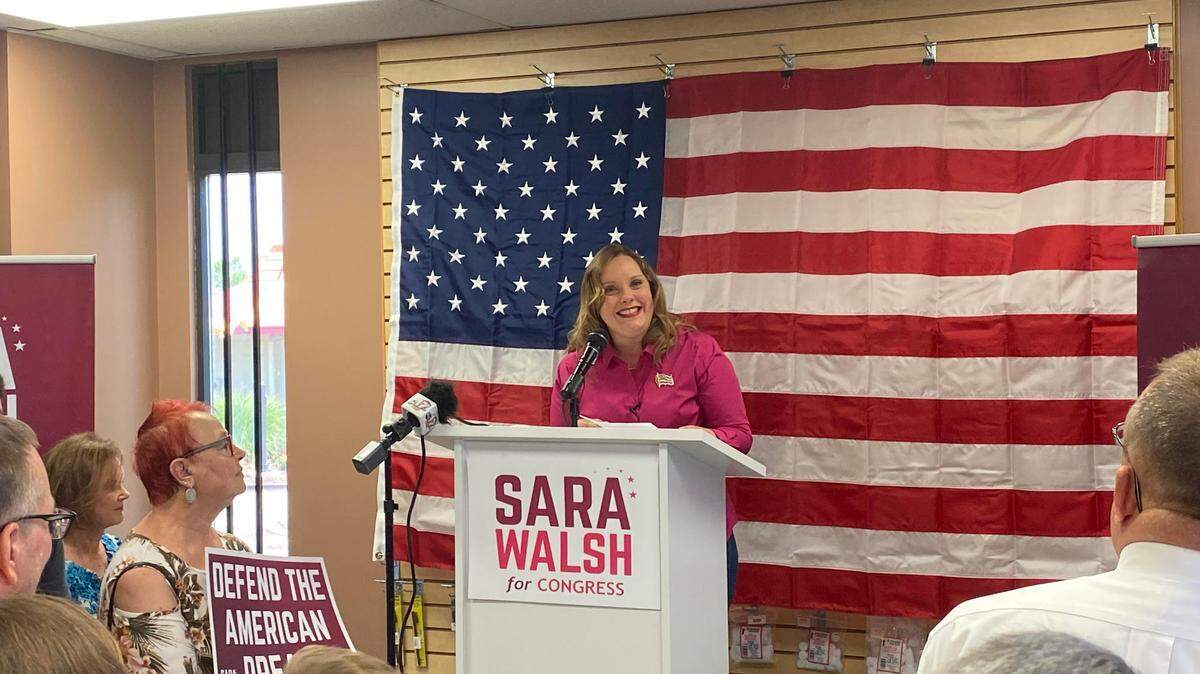 Missouri Rep. Sara Walsh, an Ashland Republican, announces she is running for Congress on July 7, 2021 at Target Masters, a Columbia gun store. Walsh is running in a crowded Republican primary to replace Vicky Hartzler, who is running for U.S. Senate.